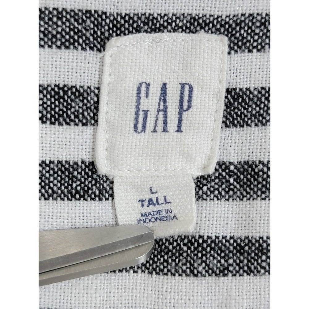 Gap Linen Blend Sleeveless Striped Midi Shift Dress Women's Large Tall - Picture 4 of 8